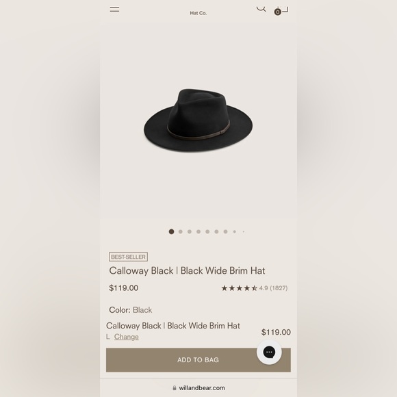 Will and Bear Calloway Black Wide Brim Hat - Picture 2 of 7